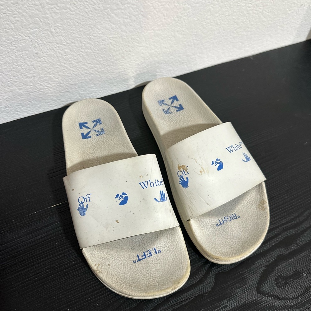 Off-White Slide Sandals - White with Blue Details